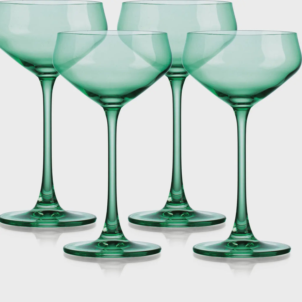 Green Colored Coupes - Set of 4