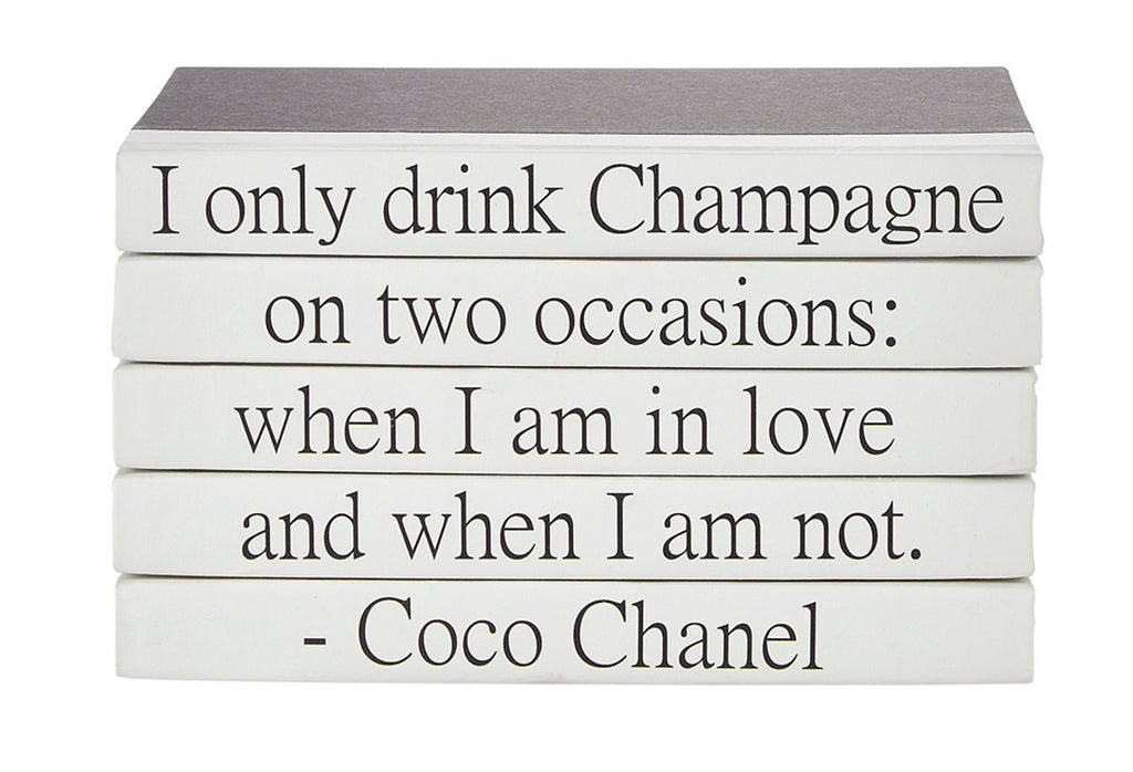 5 Vol Decorative Books "I only drink.." Coco Chanel Quotee