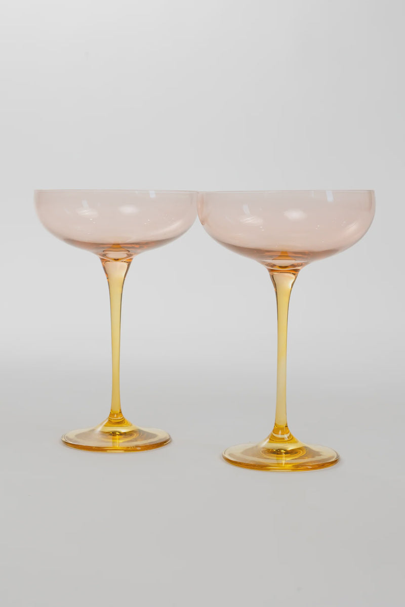 Colorblock Champagne Coupe - Blush Pink & Yellow