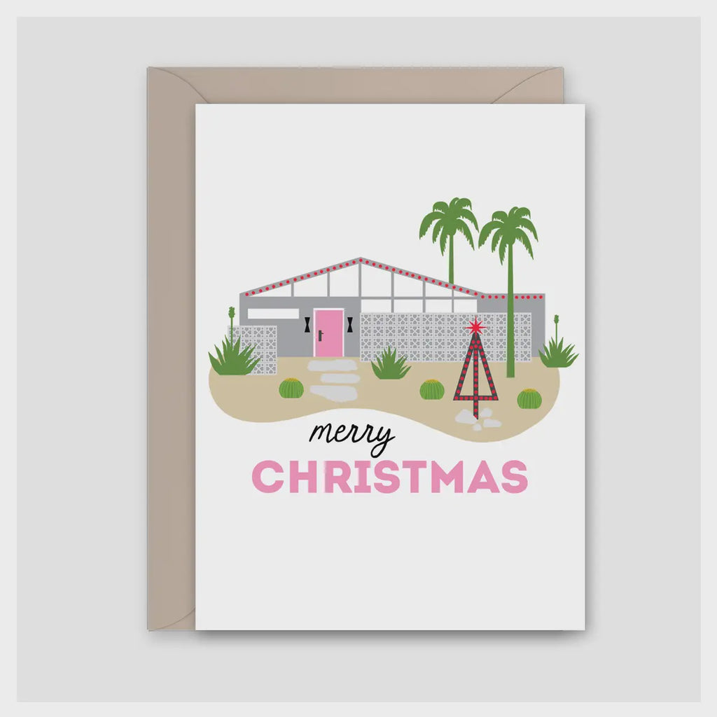 Mid Century Modern House Christmas Card