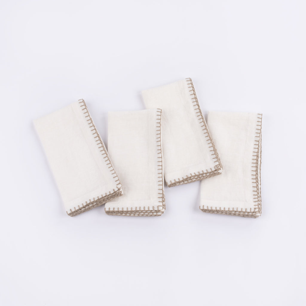 Bryce Linen Dinner Napkin Set of 4 - Ivory