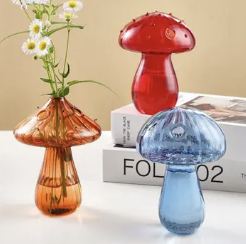 Vibrant Mushroom Glass Vase