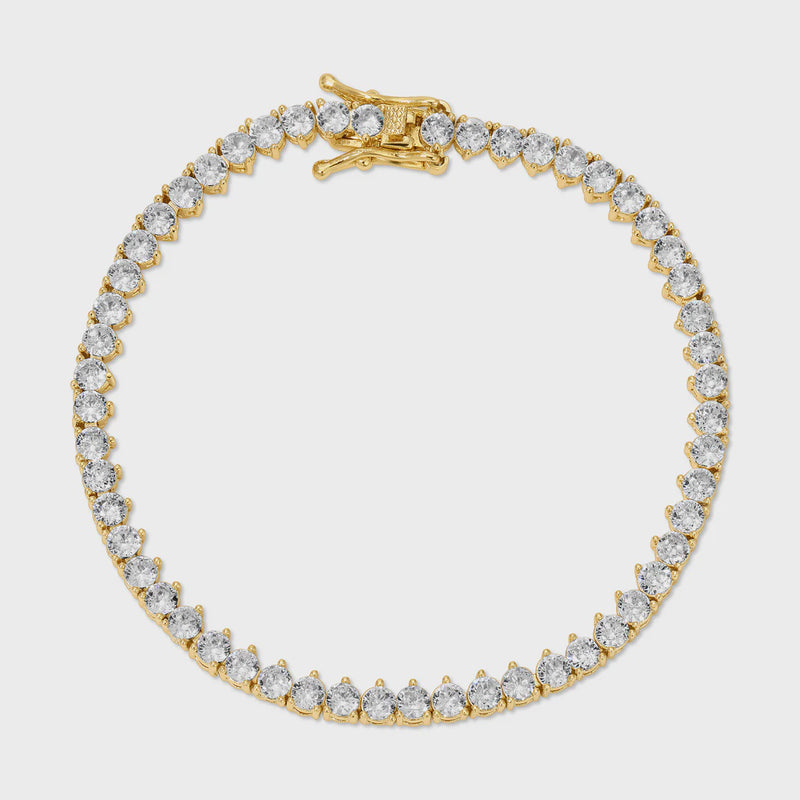 3 Prong Tennis Bracelet - Gold