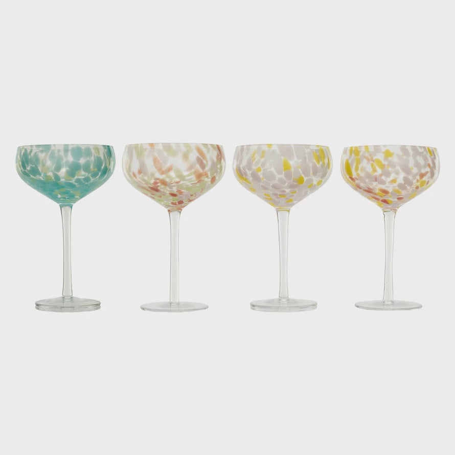 Blown Stemmed Confetti Champagne/Coupe Glass 10 oz