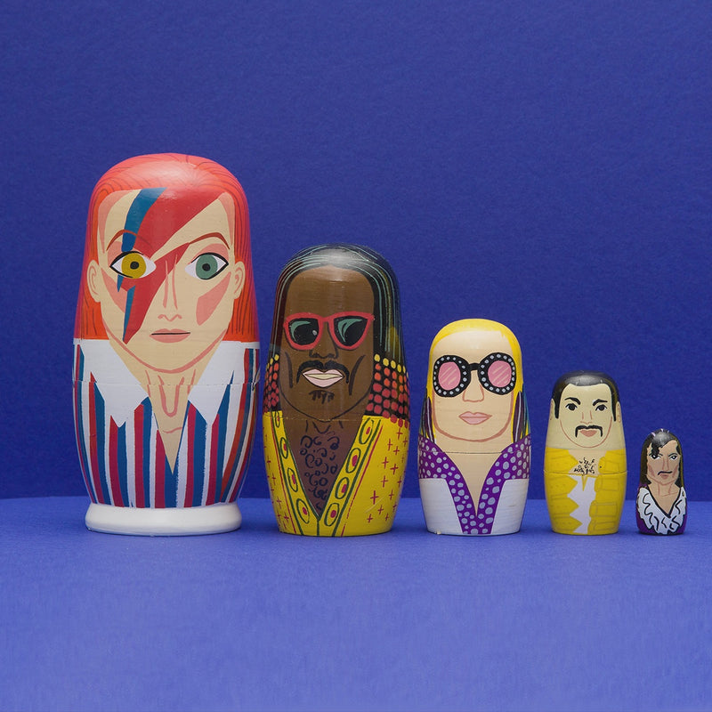 70s Men of Pop Wooden Nesting Doll Set