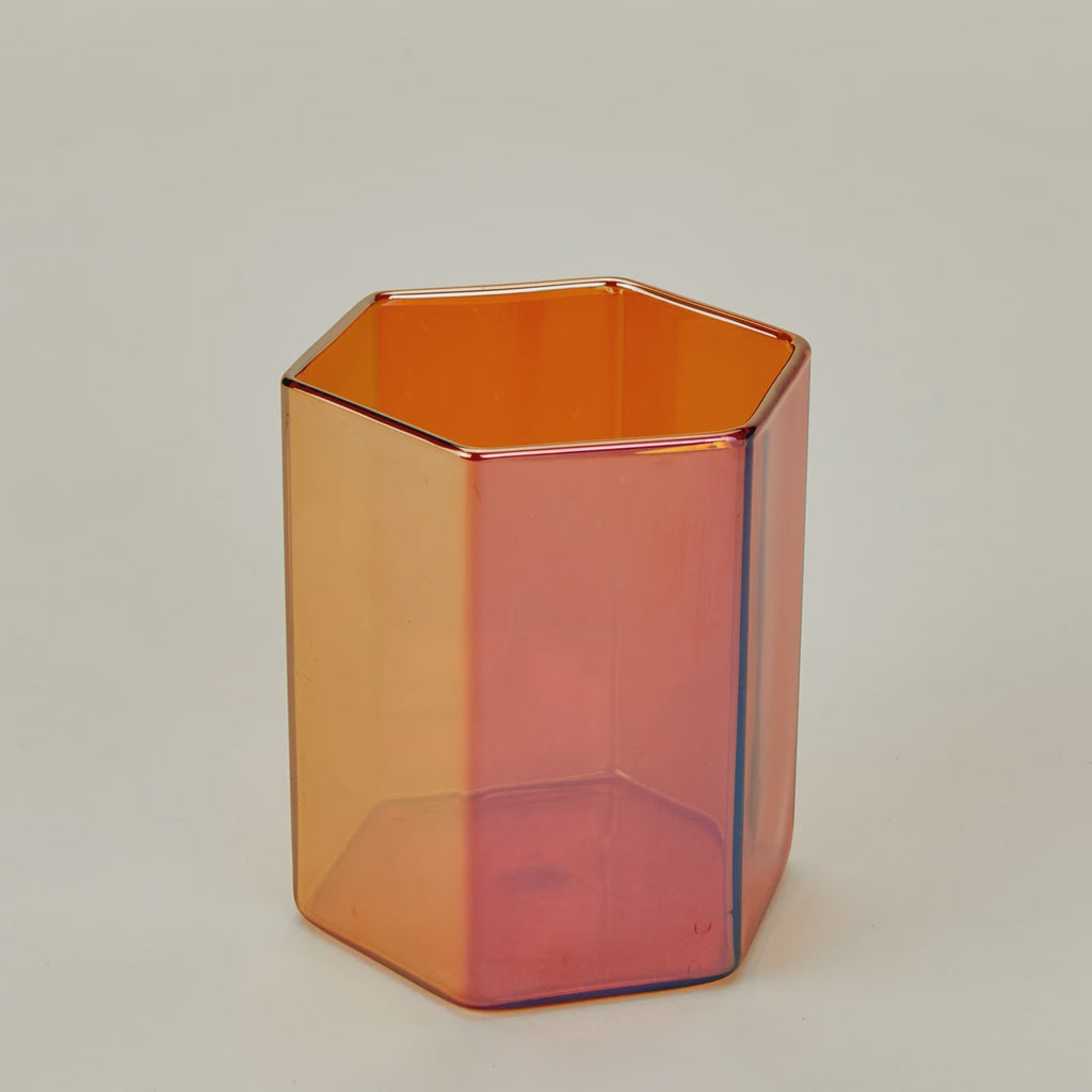 Double Old Fashion Hepta Glass Orange