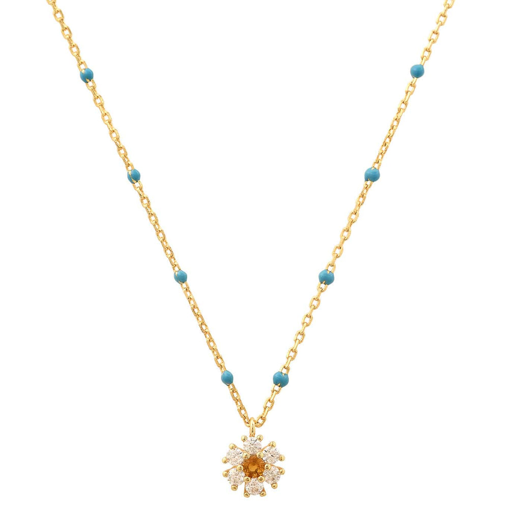 Flower Enamel Pendant Necklace