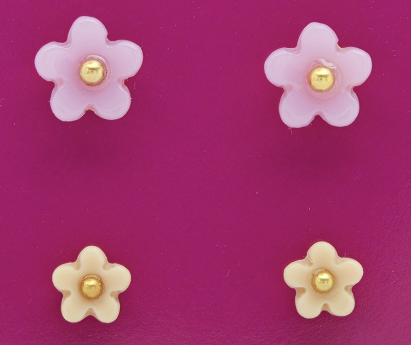 Flower Stud Earrings - Set of 2