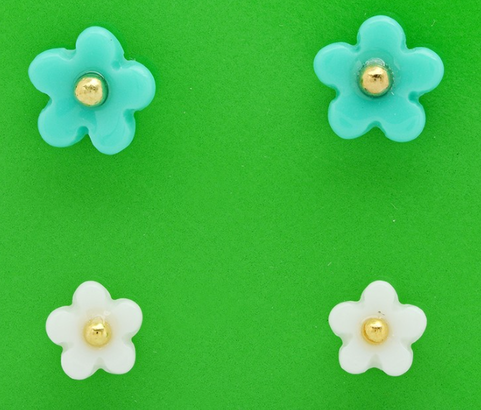 Flower Stud Earrings - Set of 2