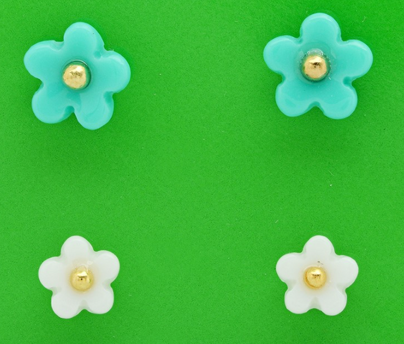 Flower Stud Earrings - Set of 2