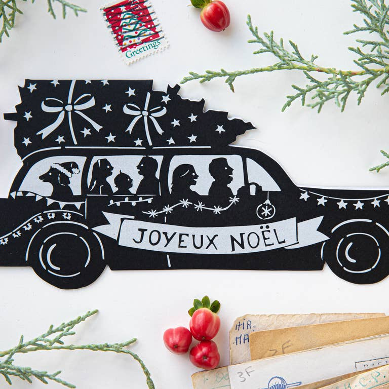 Joyeux Noel Car Shape Card